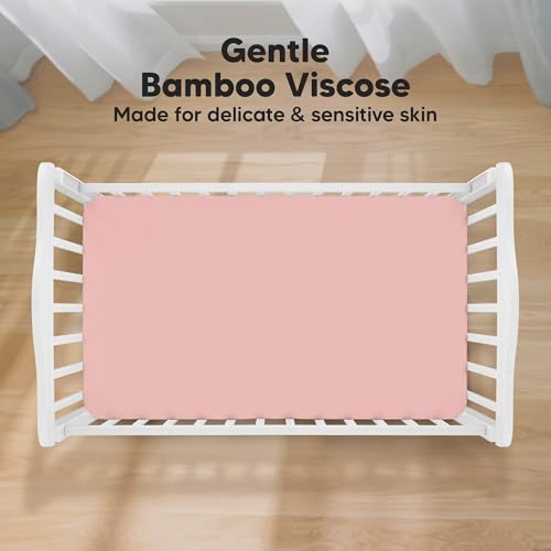 Image of KeaBabies 2-Pack Baby Crib Sheets for Boys, Girls, 52x28 Fitted (Rose) | Viscose Derived from Bamboo, Toddler Bed Sheets Neutral, Fitted Crib Mattress Sheet for Standard Baby Bedding, Soft, Cozy