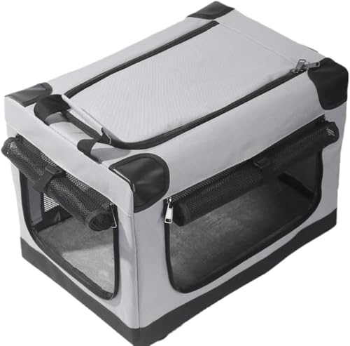 Joxoilso犬用キャリーバッグ ソフトクレート 中型犬 小型犬 大型犬 猫 メッシュ 折りたたみ ペットクレート 省スペース 頑丈 耐久性 変形可能 車 病院 キャンプ 屋内外での使用に適しています。 実用なタイプ (グレー)