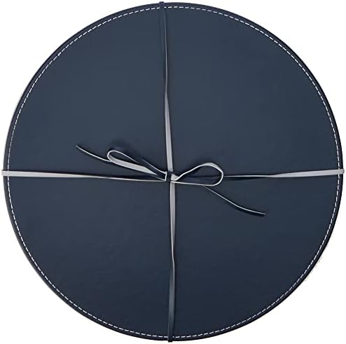 Creative Tops Round Placemats, Faux Leather, Grey/Navy, 29 cm, Set of 4 Table Mats
