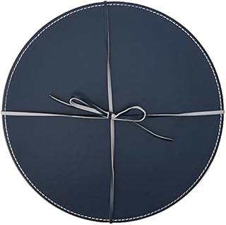 Creative Tops Round Placemats, Faux Leather, Grey/Navy, 29 cm, Set of 4 Table Mats