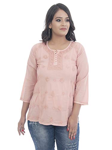 Image of Sanvi Colections Hand Embroidered (Lucknowi Chikankari) YOG luppi Short top Kali Pattern for Women A095
