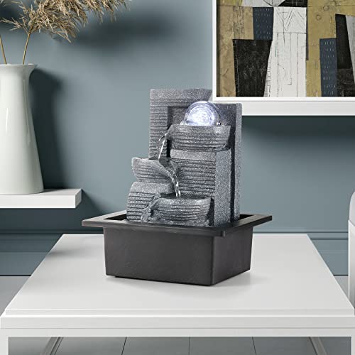 WICHEMI Water Fountains Indoor Waterfall Fountain Tabletop Fountain with LED Light Water Feature Indoor Zen Meditation for Home and Office Indoor Spaces Decor (Style 7) - Thumbnail 4