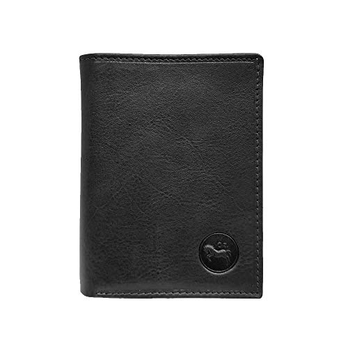 LOLUNA Petit Classique Portefeuille Homme en Cuir Protection RFID Blocage - idée Cadeau Noël, fête, Anniversaire (Noir Petit)