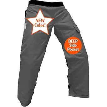 Forester Chainsaw Safety Chaps with Pocket, Apron Style (Grey), Long 40''