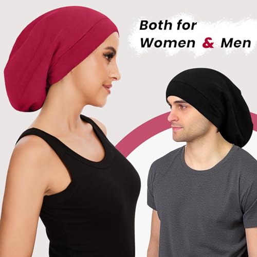 Image of ZHENSILK Silk Bonnet for Sleeping Women, Adjustable Silky Satin Lined Sleep Cap, Silk Hair Wrap Slouch Beanie Hat