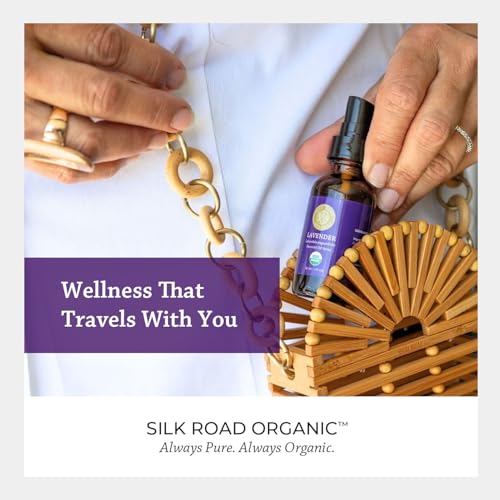 Silk Road Organic Lavender Essential Oil Spray, Lavandula Angustifolia, 100% Pure USDA Certified Aromatherapy for Calming, Relaxation & Skin &ndash; 1 oz Spray - Always Pure, Always Organic