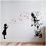 kldfig 壁デカールの宇宙飛行士とハートの泡の女の子バンクシー宇宙飛行士の娘のウォールステッカー、バンクシースタイルのストリートアートインテリアデザイン-71x51cm kldfig 壁デカールの宇宙飛行士とハートの泡の女の子バンクシー宇宙飛行士の娘のウォールステッカー、バンクシースタイルのストリートアートインテリアデザイン-71x51cm