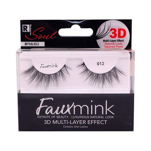 Response Soul Faux Mink 3D Multi Layer Effect Natural Look Tapered Point 3 pack FML012