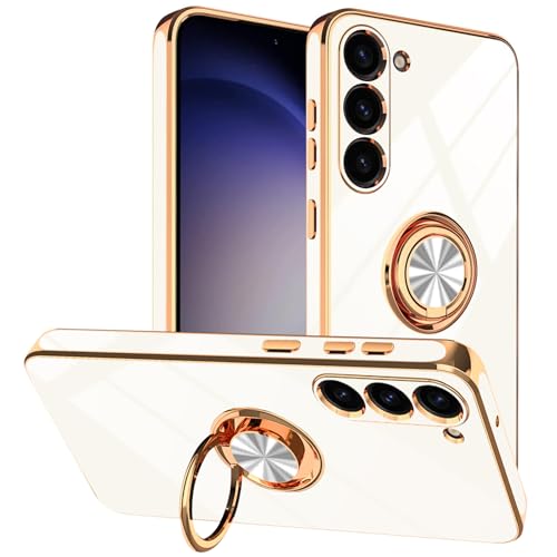 Coque Samsung S23 antichoc blanc avec support magnetique voiture