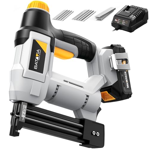 20V Nail Gun Battery Powered, 18 GA 2-in-1 Cordless Brad Nailer Stapler with 2.0Ah Battery, 800 Nails(Up to 1-1/4") and 200 Staples, Electric Nail Gun for Upholstery, Woodworking & Home Improvement by Batavia - Used condition - US$85.49