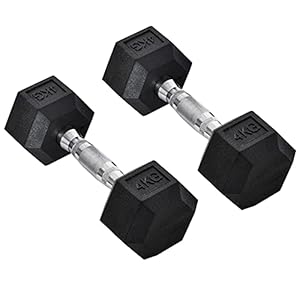HOMCOM 2x4kg/2x5kg/2x6kg/2x8kg/2x10kg Rubber Dumbbell Sports Hex Weights Sets Home Gym Fitness Hexagonal Dumbbells Kit Weight Lifting Exercise