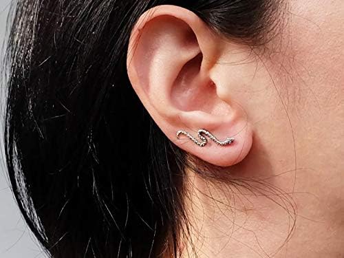 Sovats Snake Earrings For Women 925 Sterling Silver Rhodium Plated - Simple, Stylish Climber Earrings&Trendy Nickel Free Earring