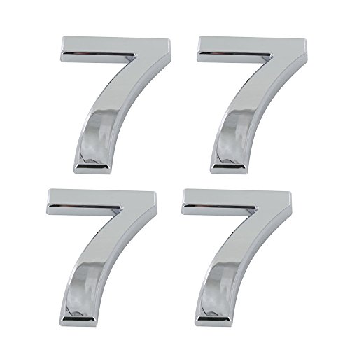 Tocone 4pcs Número Casa 0 a 9 Signo Vivienda Calle Números Placas de Dirección Número de Casa para Puerta, Casa, Buzón, Hotel, Plata 5cm (7)