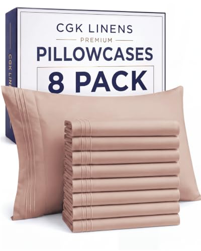 King Pillow Cases Set of 8 - Ultra Soft Cozy Pillowcase Covers - Mauve