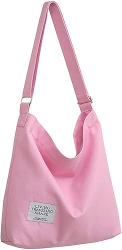 Covelin - Bolsa de hombro informal de lona para mujer, estilo bohemio y retro, bolsa de mano, bolso cruzado, tamaño grande