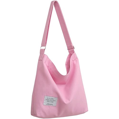Covelin Women's Retro Large Size Canvas Shoulder Bag Hobo Crossbody Handbag Casual Tote