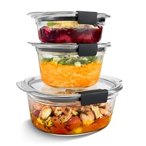 Rubbermaid Brilliance® Glass Round Leak-Proof 6-Piece Set Food Storage Containers, Food Containers with Lids, Meal Prep Containers