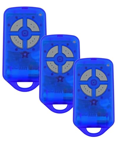 Garage Gate Door Remote for ATA PTX4 SecuraCode Garage Remote 433.92MHz Rolling Code 4 Button Blue Remote Control Comes with Keychain 3 pcs