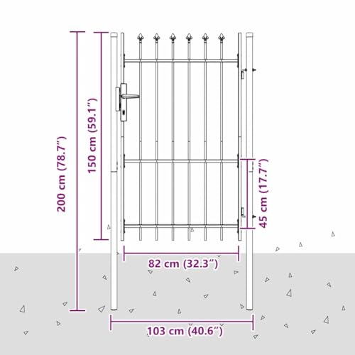 Vidaxl Cancello Per Recinzione Grigio 100 X 150 Cm - 3