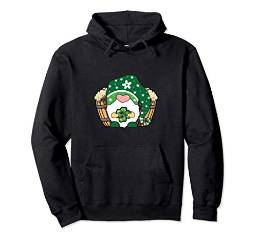 Gnome Holding Heart Shamrock St Patrick's Day Sudadera con Capucha