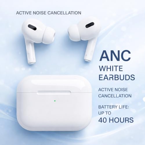 Image of Revees Clive Ultra Wireless Bluetooth Earbuds with Spatial Audio, USB-C Charging Case, 30H Battery Backup, Sweat & Water Resistant, White