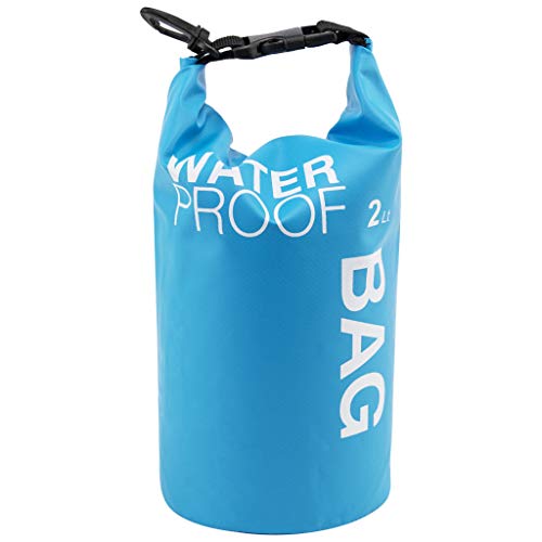 Boat Dry Bags - Blue 2L Waterproof Bag For Drifting Boating Kayaking Fishing Rafting Swimming Camping Canoeing Surfing 2 Litres