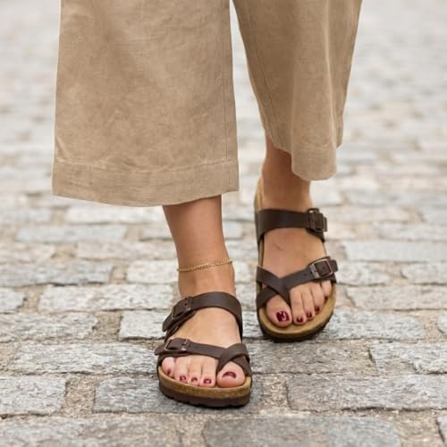 Image of CUSHIONAIRE Women's Luna Cork Footbed Sandal With +Comfort