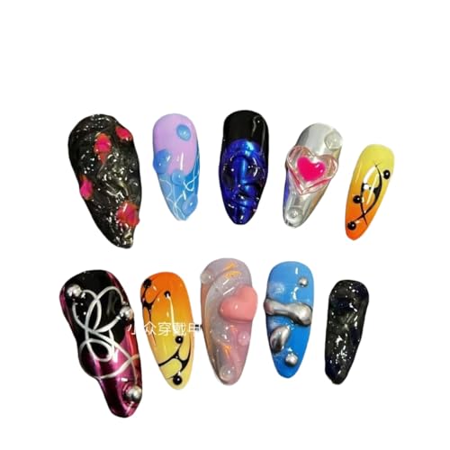 quopvn Green Personalized Long Manicure Handmade 3D Relief Spice Girl