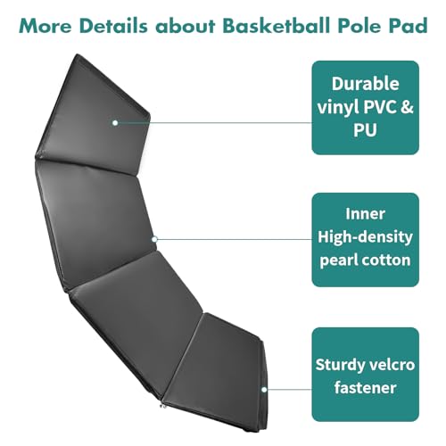 Nalwort Square Pole Padding, Basketball Pole Pad Fits 6\"x6\" Base, Indoor and Outdoor Pole Padding, Basketball Hoop Pad, Waterproof Pole Padding Wrap, 2\" Thick, Four-Sided Wrap