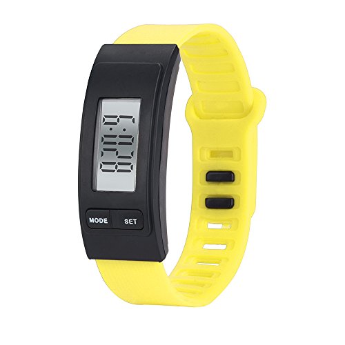 Toamen Correr Paso Reloj Pulsera PodóMetro Contador De Calorias Reloj LCD Digital De Distancia A Pie (Amarillo)
