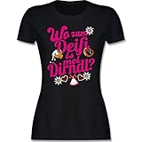 Wo zum Deifi is mei Dirndl Shirt kann super als lustiges Oktoberfest Damen Tshirt und Trachtenshirt Damen getragen werden