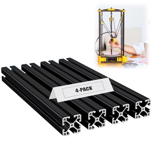 4 PCS 48 4040 T Slot Aluminum Extrusion Profile 1220mm Durable Extruded Aluminum Profile Anodized European Standard Linear Rail for 3D Printers DIY Projects Automation Equipment Black