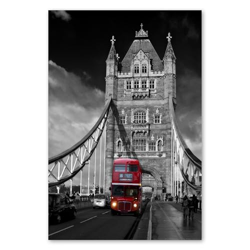 Postereck - 0121 - Bus rouge, Tower Bridge, Londres, Angleterre, GB. Art Mural Impression – Décoration voyage, ville, anglais, urbain, Poster - Affiche - 4:3 40,0 cm...