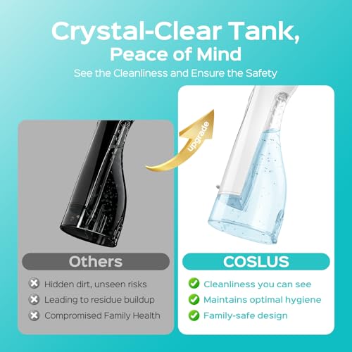 COSLUS Water Dental Flosser Teeth Pick: 2026 Upgraded Portable Cordless Oral Irrigator 300ML Rechargeable Travel Irrigation Cleaner IPX7 Waterproof Flossing Machine for Teeth Cleaning - Image 4