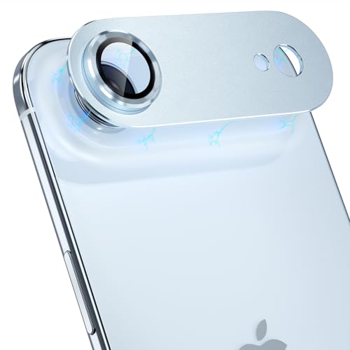 Choiche Compatible for iPhone 17 Air Camera Lens Protector Strong Adsorption Camera Cover with 9H Tempered Glass Lens Screen Protector Metal Ring Decoration Accessories 6.5-inch (Sky blue)