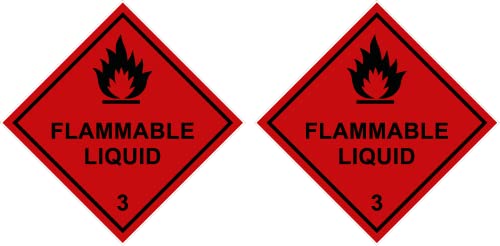 Pack of 2 strong Magnetic, flammable liquid 100mm x 100mm hazardous warning signs
