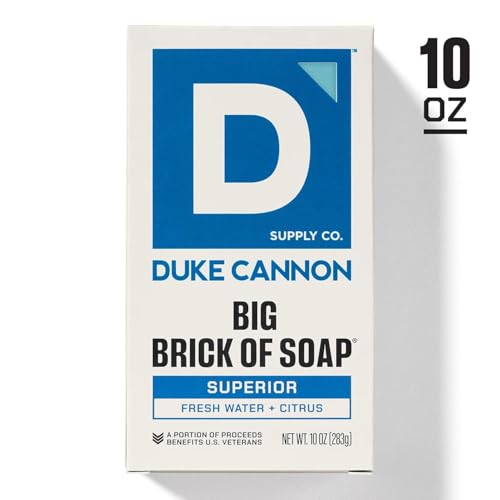 Image of Duke Cannon Supply Co. Extra Large Bar Soap Bundle - Men's Bar Soap with Masculine Scents - Frsh Water + Citrus - All Skin Types - Big Brick of Soap - Superior,10 oz | Fresh Water + Citrus Scent - Triple-Milled Men's Bar Soap - Deep-Cleansing Bath Bar