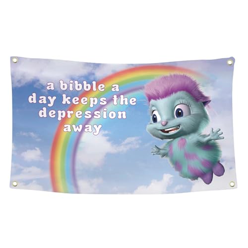 A Bibble A Day Keeps The Depression Away Flag 3x5 Feet Bibble Tapestry,Funny Poster Man Cave Wall Flag with 4 Brass Grommets for College Dorm Room Decor,Outdoor,Parties,Gift