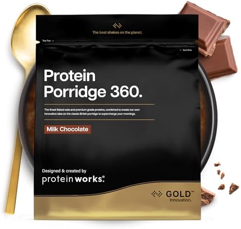 Protein Works | Protein Porridge 360 - Gold, Milchschokolade, 1kg | Haferbrei, zuckerarmes Frühstück, mit Vitaminen & Mineralien, Low-GI-Vollkornhafer, ballaststoffreich, 13 Portio