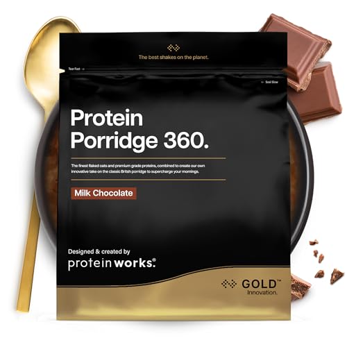 Protein Works | Protein Porridge 360 – GOLD Innovation, Hochwertigen, zuckerarmes Frühstück, mit Vitaminen & Mineralien, Vollkorn-Hafer, ballaststoffreich, Milchschokolade, 26 Portionen, 2kg
