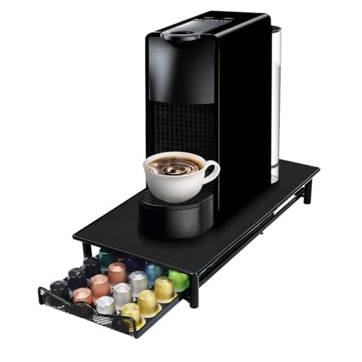 Porta Cápsulas Preta com Suporte para Cafeteira e Gaveta, para Cápsulas Nespresso Original Cápsulas, com Capacidade para 40 Cápsulas Nespresso