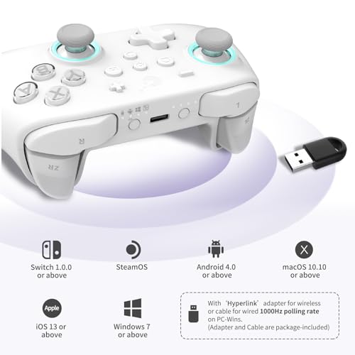 AKNES Guli Kit KK3 Max Bluetooth Controller for Switch/Android/iOS/macOS/Steam Deck - White