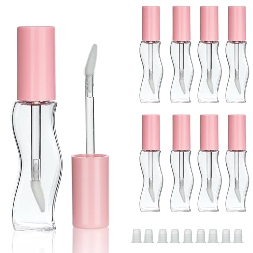 COSIDEA 9 pcs 15ml Pink Empty large size lip gloss tubes S-shaped lipgloss tube bottles for coconut oil liptin refill