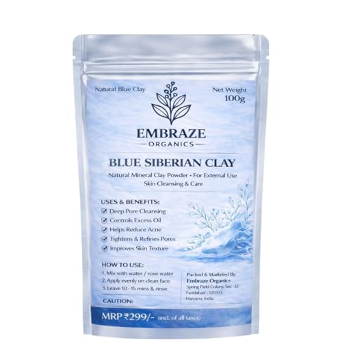Image of Natural Blue Siberian Clay Powder for Face Pack | Deep Cleansing, Oil Control & Acne Care | Helps Tighten Pores & Improve Skin Texture (100g)