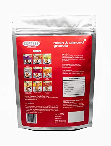 Image of Express Foods Raisin and Almond Granola, 500g (Pack of 3)
