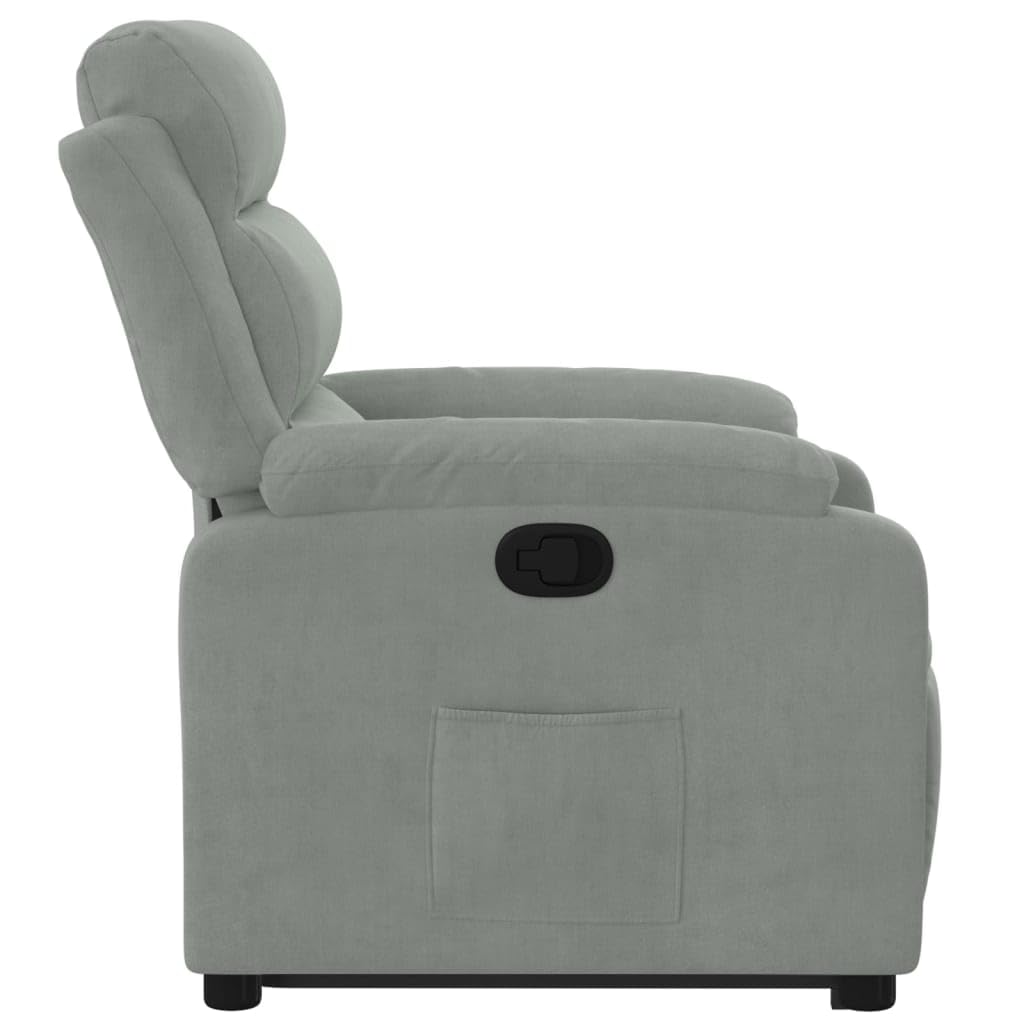 vidaXL Sillón Reclinable Elevable, Silla con Respaldo Reposabrazos, Sillón Orejero Ajustable, Asiento para Personas Mayores, Terciopelo Gris Claro