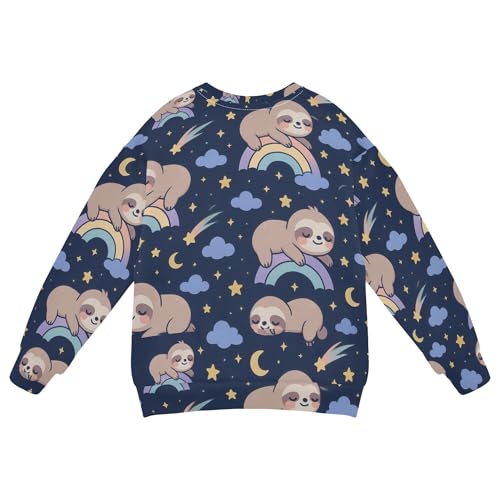 JUNZAN Dreamy Sloth Space Blue Little Girls Hoodie Sweatshirt Crewneck Fall Tops Shirts Athletic 4T2