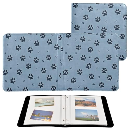 Álbum de fotos adhesivo Scrapbook DIY huellas azul con encuadernación de 3 anillos, 40 páginas 8x10 para recuerdos miniatura 2