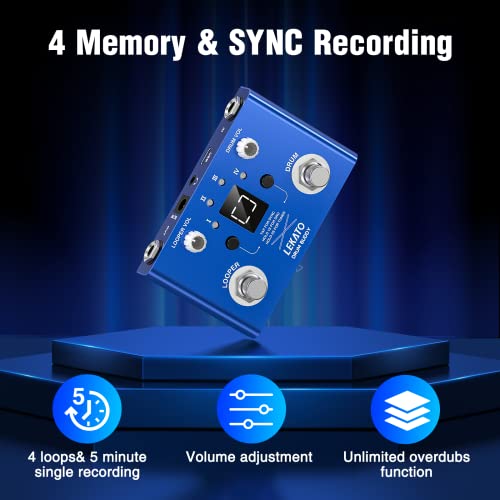 Lekato Guitar Drum Machine Looper Tuner Loop Pedal For Digital Electric Guitar Bass Pedals Station(Power Supply Not Included) #TOP2