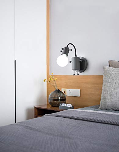 Lámpara de pared LED E27 ajustable de metal gris moderna 3